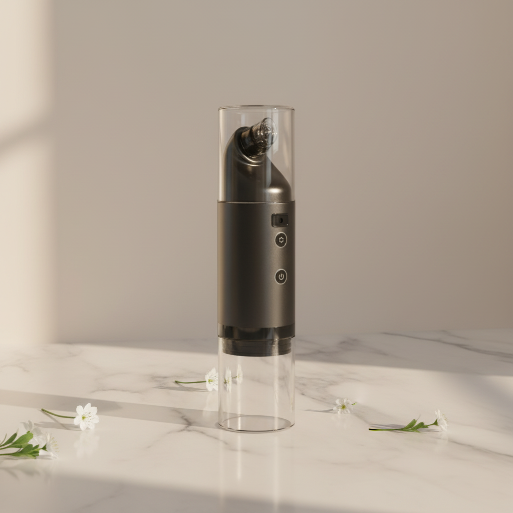 Aspiratore viso nero lifestyle su marmo